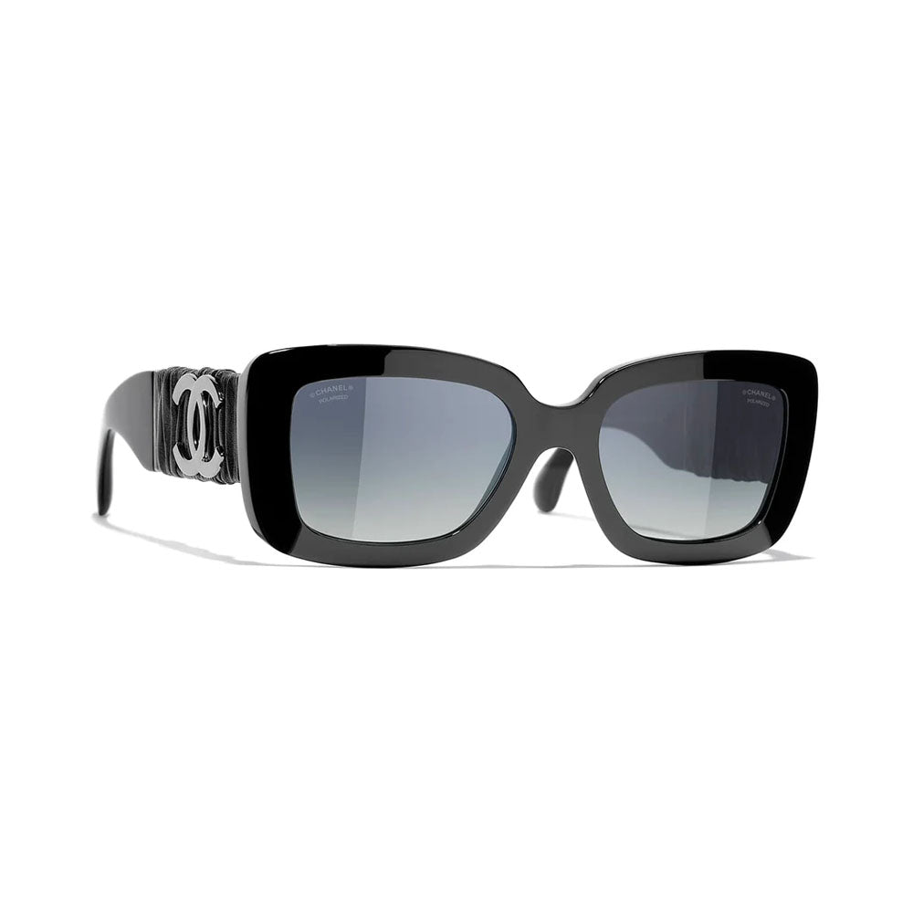 نظارة شمسية مستطيلة سوداء للنساء من شانيل
