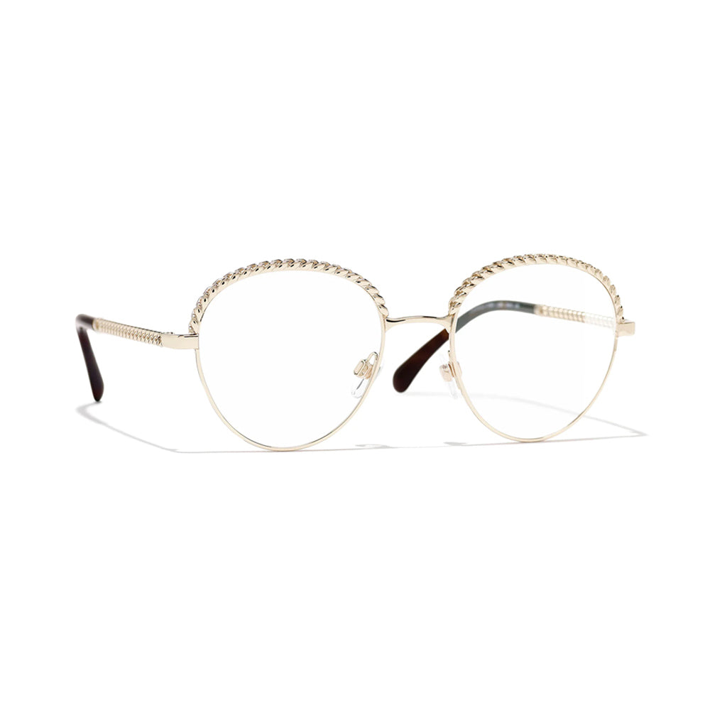C395 نظارة شانيل طبية باللون الذهبي للنساء