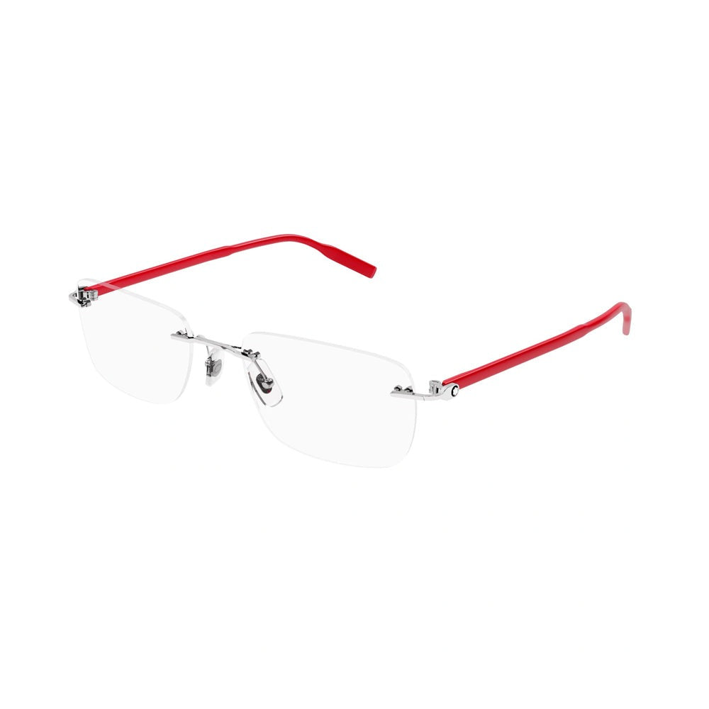 MB0221O نظارة مونت بلانك طبية بدون إطار بأذرع حمراء 