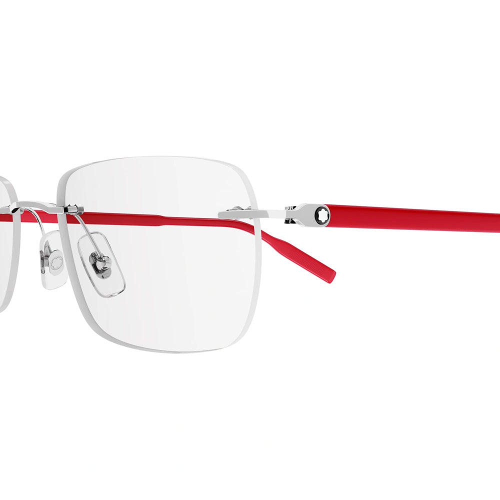 MB0221O نظارة مونت بلانك طبية بدون إطار بأذرع حمراء 
