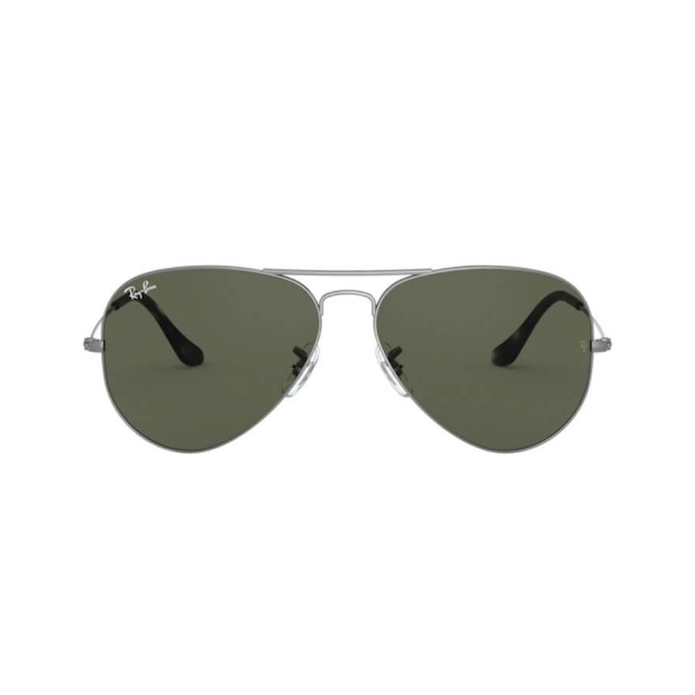 RayBan Silver Shiny Aviator Sunglasses for Men